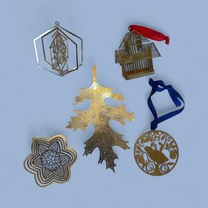 Brass ornament lot of 5 Christmas